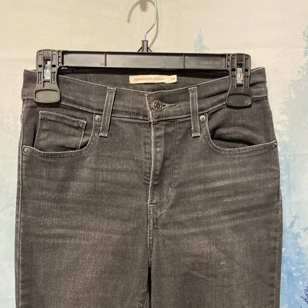 Levi's 724 High Rise Straight Leg Jeans in Black SZ 26